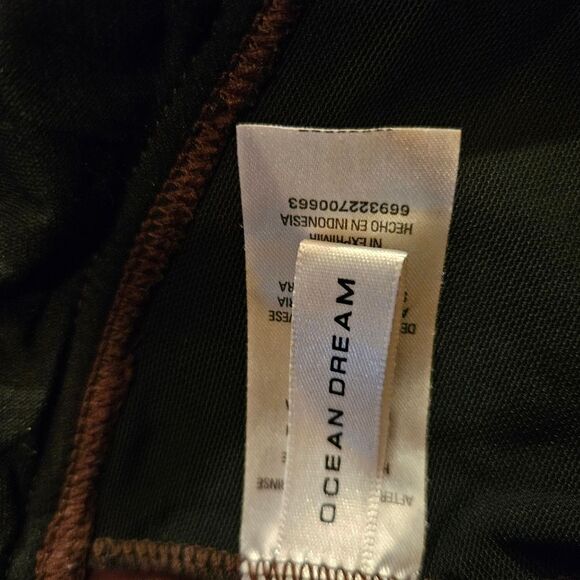 Ocean Dream Brown One Piece Swimsuit with gold embroidery Women's size 12 - Picture 4 of 7